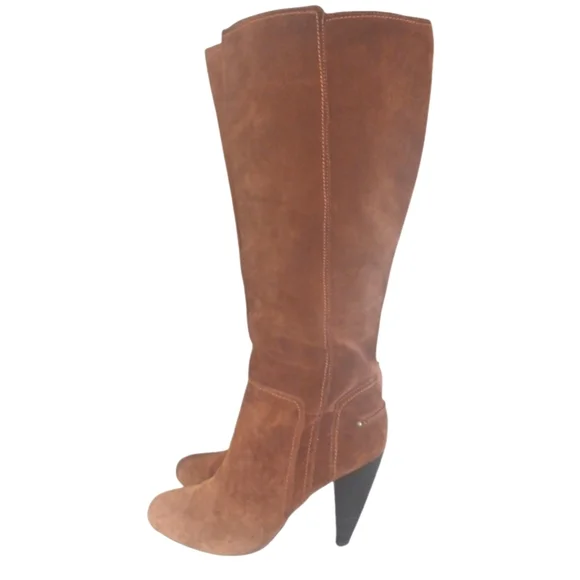 Jessica Simpson Brown Suede Knee High Boots Vernica Tall Heeled Boots sz 9 B - Picture 4 of 15